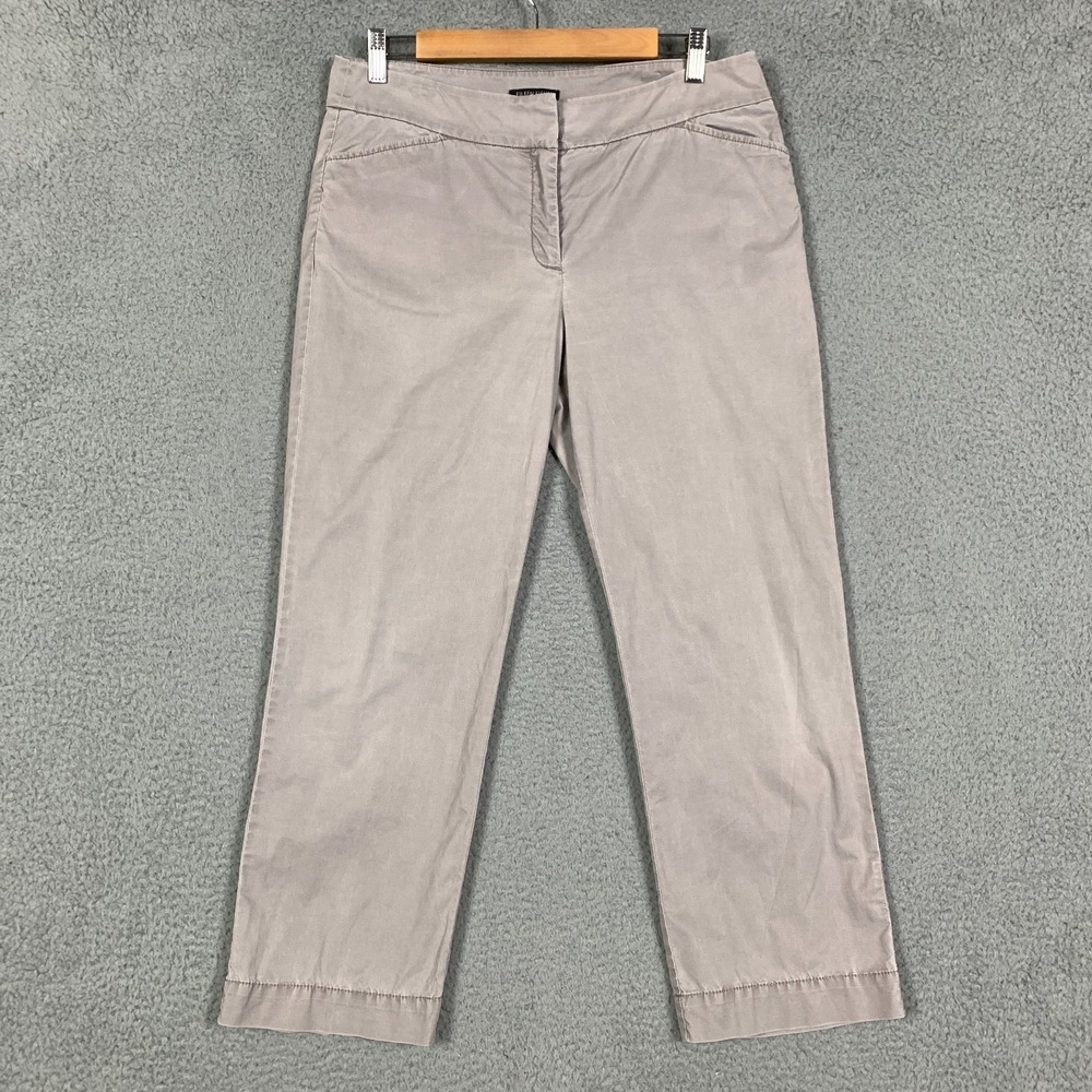 Eileen Fisher‎ Chino Pants Women's 8 Cropped Taupe Straight Leg Relaxed Twill